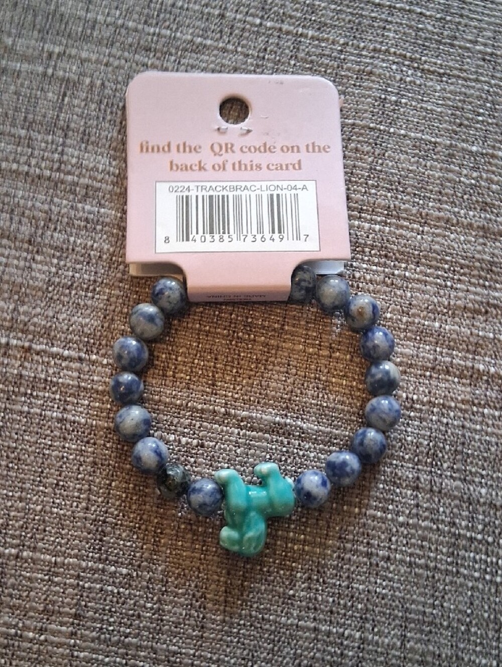 Simply Southern Blue Beaded Bracelet With Teal Lion - Picture 4 of 4